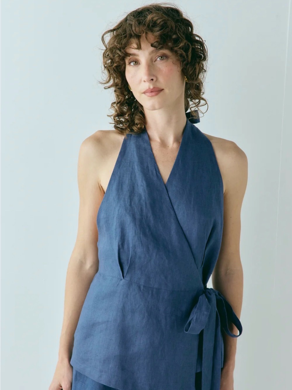 Vrg Grl Prue Linen Halter Wrap Top